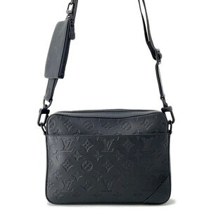 Louis Vuitton Monogram Shadow Black Duo Messenger Shoulder Bag Black